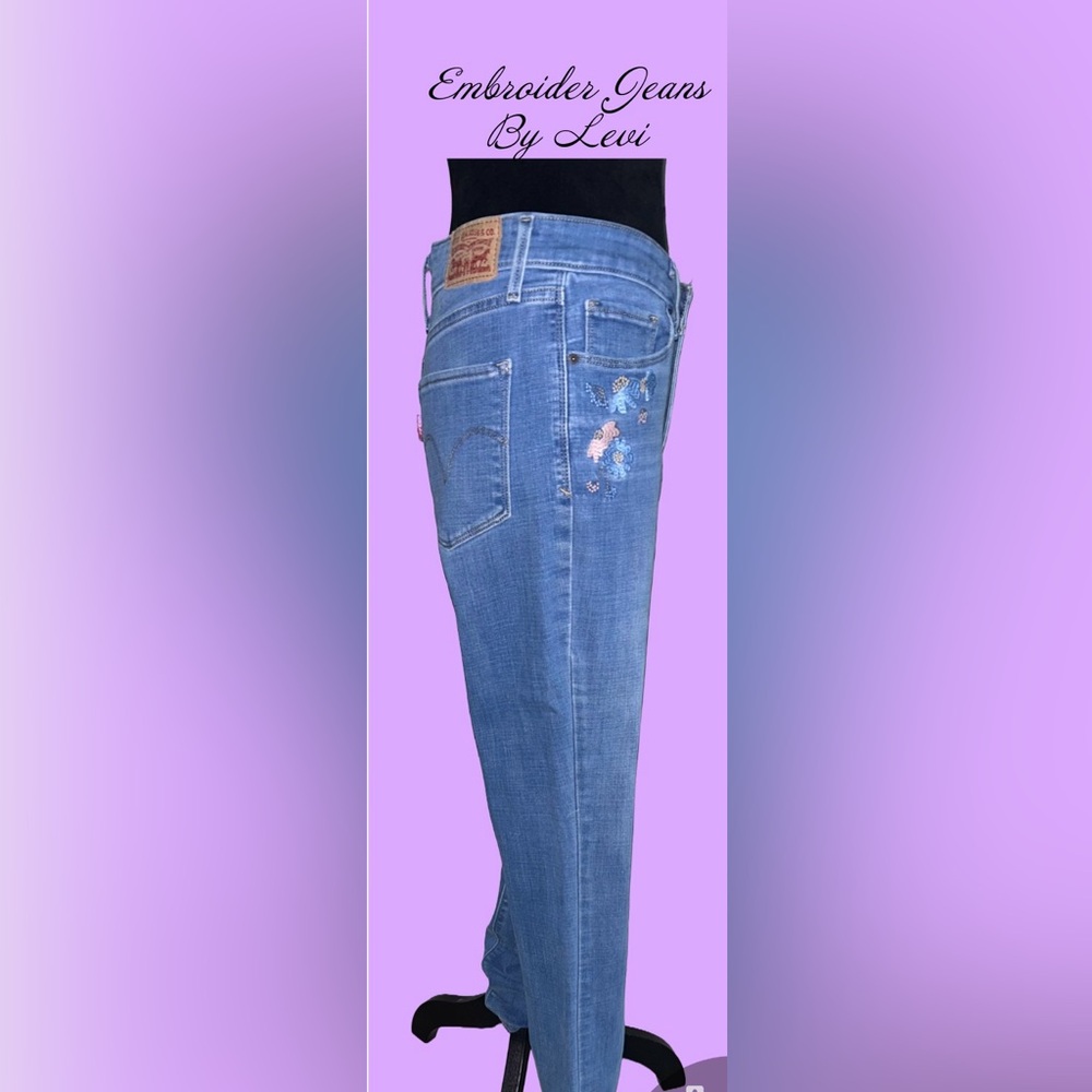 Women’s Levi Jeans Men’s d-Rise Skinny Floral Front‎ Pocket Embroidery .